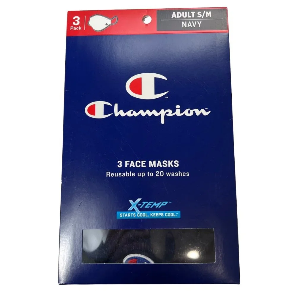 Champion 9 Adult‎ Face Masks 3 Boxes Of 3 Black, Navy, Concrete S/M Reusable